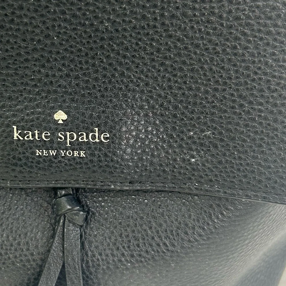 Kate Spade Hayes Street Taba Black Pebble Leather Tassel Backpack Medium Preppy